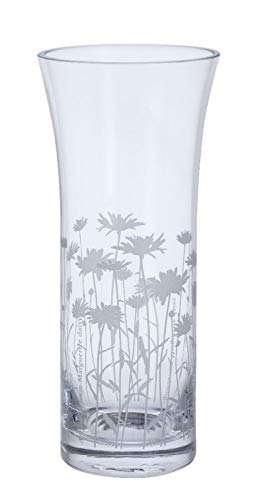 Dartington Crystal Bloom Trumpet Marguerite Vase, Single | Finished with an etch-decorated bloom | 250mm (h) | 105mm (d) | Can be displayed with or without flowers | Gift for family or friends