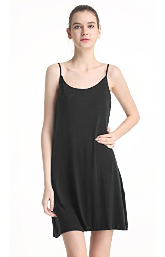 Women Lingerie Sleepwear Chemises Full Slip Babydoll Nightgown Dress(Black,S)