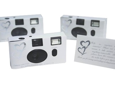 20 SILVER HEART Wedding Disposable CAMERA Favors