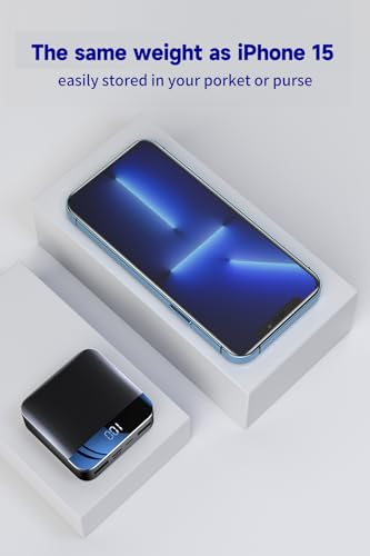 20000M Mini Power Bank 10000mAh,Smallest and Lightest External Battery Pack,Ultra-Compact High-Speed Charging Technology Portable Charger USB-C for iPhone, Samsung Galaxy and More (Black)