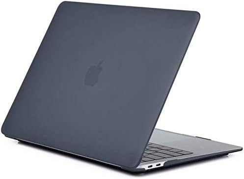 MacBook Air 13 Inch Case 2018 Release, Smooth Matte Frosted Hard Shell Cover for Apple MacBook Air 13 Inch(black) + Display fits Touch ID (Clear)