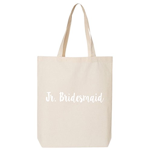 Jr. Bridesmaid Cotton Canvas Tote Bag in Natural - One Size