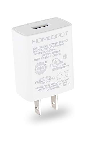 HomeSpot UL Certified USB Wall Charger 5V1A Plug in-Door Power AC Adapter Travel Office Home Use - 1 Pack White