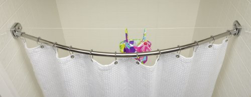 Hookless Crescent Suite Curved Shower Rod with Retractable Clothesline, 60-Inch, Polished Finish