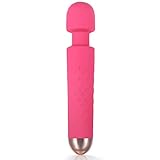Compact Cordless Wand Massager with 25 Adjustable Frequency, Louviva Handheld Full Body Deep Tissue Massage Vibrator for Bedroom, Office, Travel