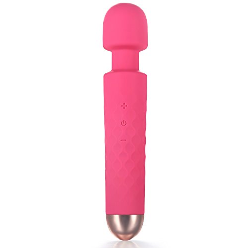 Compact Cordless Wand Massager with 25 Adjustable Frequency, Louviva Handheld Full Body Deep Tissue Massage Vibrator for Bedroom, Office, Travel