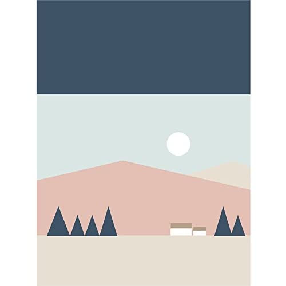 Wee Blue Coo Pastel Geometric Scotland Scottish Highland Sun Hills House Canvas Art Print