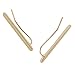 Humble Chic Bar Ear Climbers - Single Slim Bar Minimal Modern Ear Cuff Crawler Stud Earrings, 14k Yellow Bar, Gold Plated