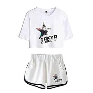 Lente en zomer Sexy Fashion Wit T-shirt Shorts Set Unisex Tokyo Ghoul Anime Sport T-Shirt Shorts Set