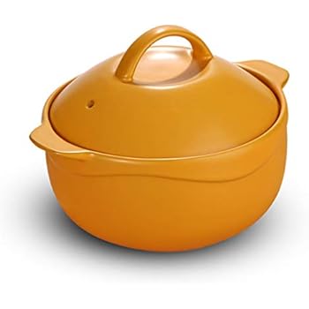 YI HOME- Casserole Cooker Clay Manual Household Multifunctional Gas Soup Stone Pot Ceramic Health Baby Non-Stick Cookware,Yellow,3.9L