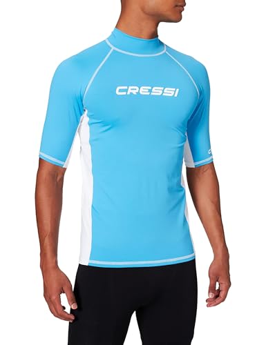 Cressi Mens Lycra Skin Short Sleeve Rash Guard UV Sun Protection (UPF) 50+, Blue, XS/1 (32/34)