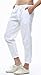 utcoco Men's Classic Drawstring Waist Tapered Flat-Front Linen Capris