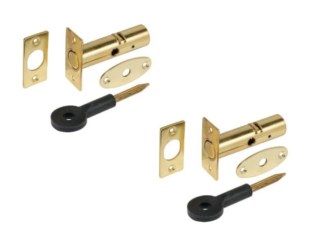 2 Pack Mortice Door Bolts with Star Key, Door Security Rack Bolt Providing Enhanced Protection for Doors and Windows at Home and in The Workplace (60mm, Brass)