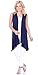 Popana Women's Sleeveless Drape Cardigan Vest - Casual Long Maxi Duster Jacket - Made In USA X-Large Navy