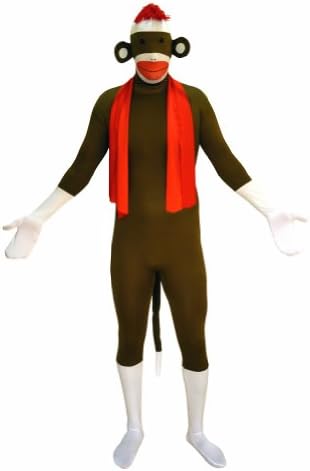 SecondSkin Men's Full Body Spandex/Lycra Suit, Sock Monkey, Medium
