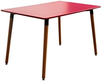 Madison Home Modern Small Space Dining Table with Natural Wood Legs Red Red Finish
