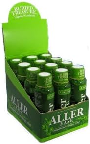 Buried Treasure Aller-Ease Herbal Allergy Relief High Potency Liquid Formula with Vitamins, Minerals and Herbal Blend of Bayberry Eyebright Mullen MSM Zinc 12 count 2 oz. bottles