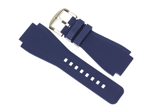 24mm Rubber Strap Blue Diver Watch Band fits Bell & Ross BR01 BR03 Brush Stainless Buckle