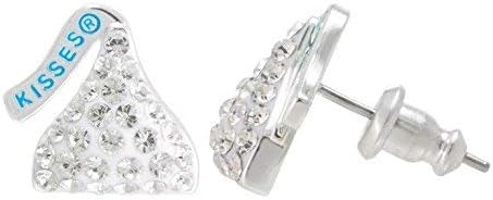 Hershey Kiss Crystal Stud Earrings. GIFT BOX Silver Plated