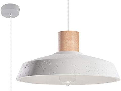 Sollux Lighting Afra Concrete Pendant Light White Natural Wood Amazon Co Uk Lighting