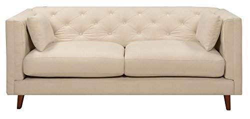 Elle Decor Celeste Tufted Sofa, Chenille, Ivory