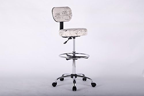 EZ Office Caressoft Soft Pad Medical Drafting Adjustable Stools with Footring, Black (Multi)