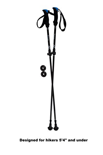 York Nordic Shorter Travel Folding Walking Poles - Hiking Style Grips 15 in with Carrying Bag for People 5ft 4in and Under