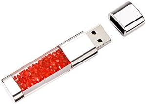 32GB Memory Stick by HKUU, Bling Bling Jewelry Crystal USB Flash Drive for Valentine's Day/Birthday/Christmas Gift [Red]