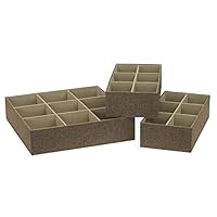 Household Essentials 3 Piece Starter Set, Latte Drawer Organizer, Brown