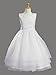 White Sleeveless Embroidered Organza Communion Dress with Pearled Accented Bodice