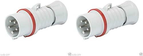 Pack of 2 x Gewiss GW60020H Industrial Plugs 3P+N+E (5 Pin) 400V Red