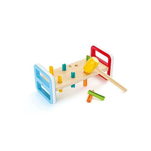 Hape Rainbow Pounder| Pounding Bench Wooden Toy with Hammer, Multicolor - Thumbnail 6