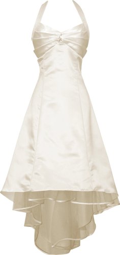 Satin Halter Dress Prom Bridesmaid Holiday Junior Plus Size, XL, Ivory