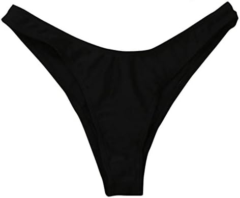 Sumen Women's Swimwear Cheeky Thong Sexy Swimsuit Bottom Swim Trunks (M, Black)