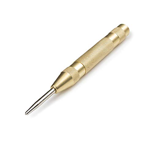 DierCosy Brass Automatic Center Punch Spring Loaded Punch Tool for Steel Wood Plastic to Determine Drilling Position, Broken Windows, lifesaving Tools Household Products