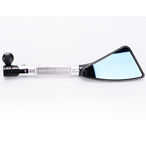 Frenshion Aluminum Universal Motorcycle Rear View Mirrors Blue Glass Curved Rod For Street Bike Sport Bike Scooter CRUISER(Silver)