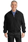 Port Authority J730 Casual Microfiber Jacket - Black/Solid Pewter Lining - Large