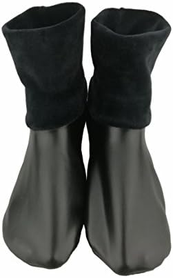 dai tai Womens Mens Autumn Winter Indoor Non-skid Leather Elastic Floor Shoes Slippers Socks HGTPU450470-BLACK-L