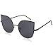 SOJOS Cat Eye Mirrored Flat Lenses Ultra Thin Light Metal Frame Women Sunglasses SJ1022 with Black Frame/Grey Lens