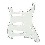 Musiclily SSS 11 Hole Strat Electric Guitar Pickguard for Fender USA/Mexican Made Standard Stratocaster Modern Style Guitar Parts, 3Ply Aged White