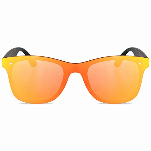 Rimless Mirrored Lens One Piece Sunglasses UV400 Protection for Women Men (red+green)
