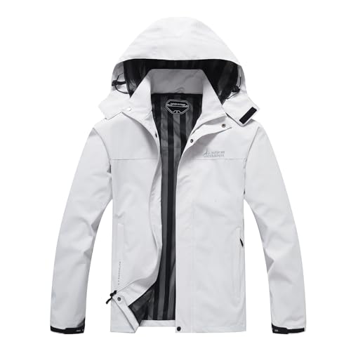 Photo 1 of V.A.TOR 189 UNCO&BOROR Men's Waterproof Windbreaker Jackets Lightweight Hooded Rain Coat for Hiking Camping(Grey,M)