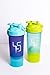 X-MIX Shaker Bottle, Protein Blender for Athletes, Leak Proof Lid Mixer Cup, Turquoise/Green Protein Shake, Water Bottle, 500 ml / 20 oz with 150 ml / 6 oz Storage for Protein Powder & Gym Supplements