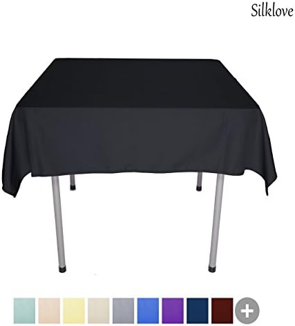SilkLove Tablecloth - 54 x 54 Inch -Dark Gray-Square Polyester Table Cloth, Wrinkle,Stain Resistant - Great for Buffet Table, Parties, Holiday Dinner & More