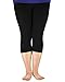 Passionate Adventure Relaxed Fit Elastic Waist Womens Ultra Soft Leggings Under Tunic Bamboo Capri Pants Regular and Plus Size Black 4XL (US Size XL)