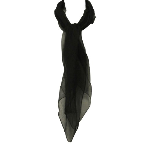 Wrapables Solid Color 100% Silk Long Scarf, Black