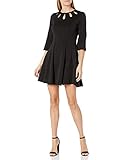 Julian Taylor Women's Bell Sleeved Fit and Flare Dress with Key Hole Neck Line, Black, 6
