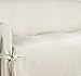 Serta | Relaxed Fit Durable Woven Linen Canvas Furniture Slipcover (Ruffle Ottoman, Natural)