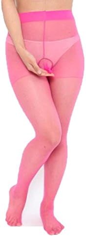 TAORE Womens underwear Mens Underwear, Footless Pantyhose Nylon Tights Sheath Open Bodysuit (Waist: 25" to 35", Hot Pink)