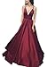 Yangprom Long Spaghetti Straps Ball Gown Satin Prom Dresses with Pockets